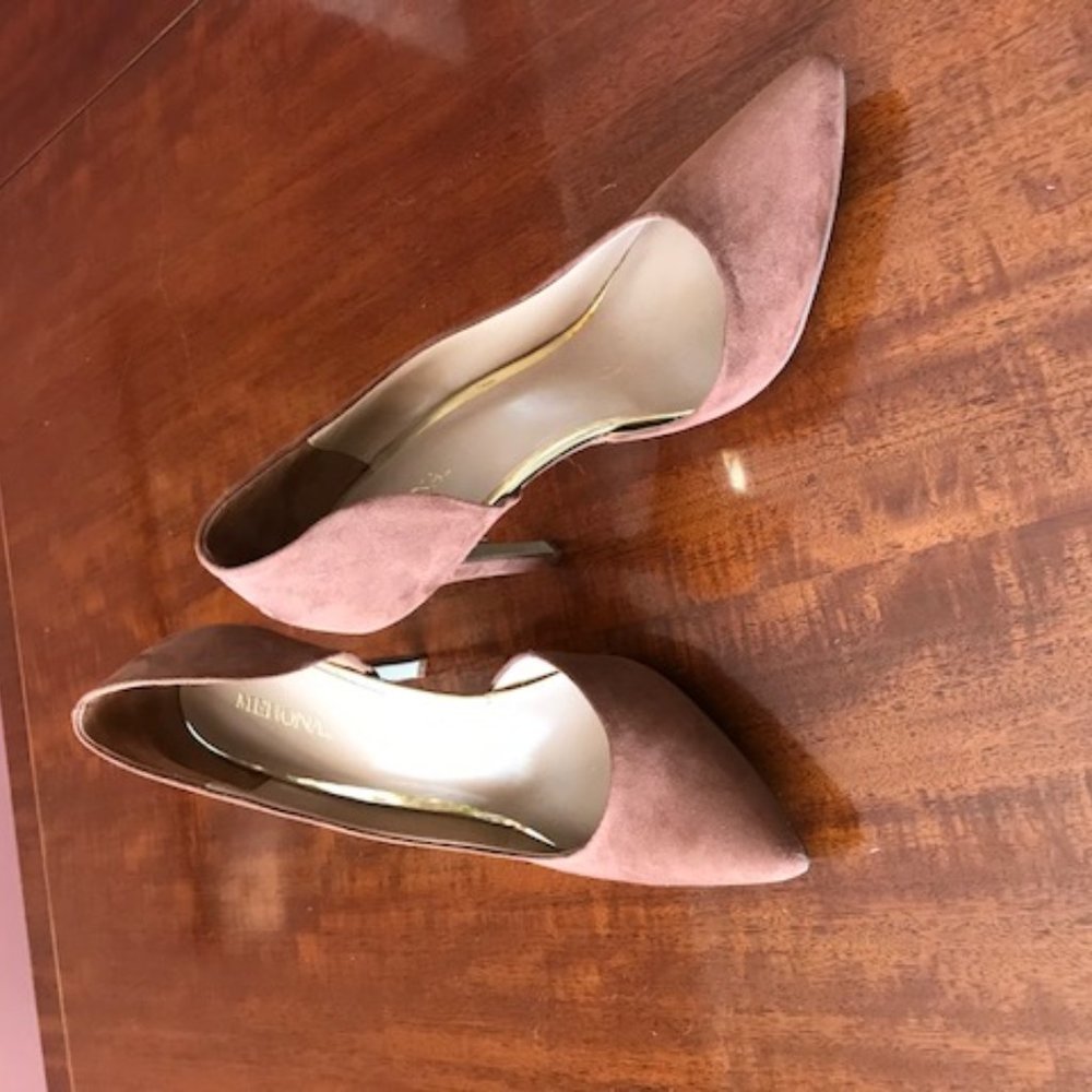 Merona Brown Suede and Gold Heels Size 8
